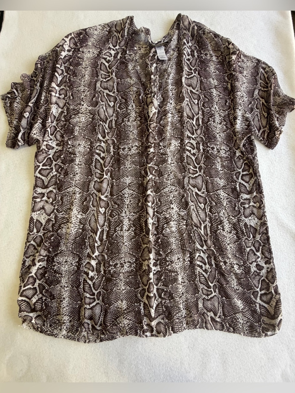 Tommy Bahama Brown and Cream Snake-Print Short Sleeve Swim Cover-up